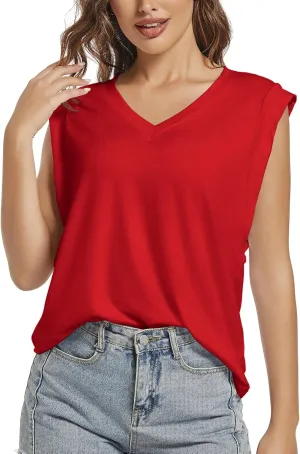 Womens Tank Tops Summer Sleeveless Tank Tops for Women 2024, Trendy Tops V Neck Tank Shirts