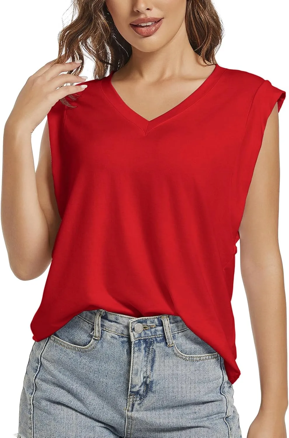 Womens Tank Tops Summer Sleeveless Tank Tops for Women 2024, Trendy Tops V Neck Tank Shirts