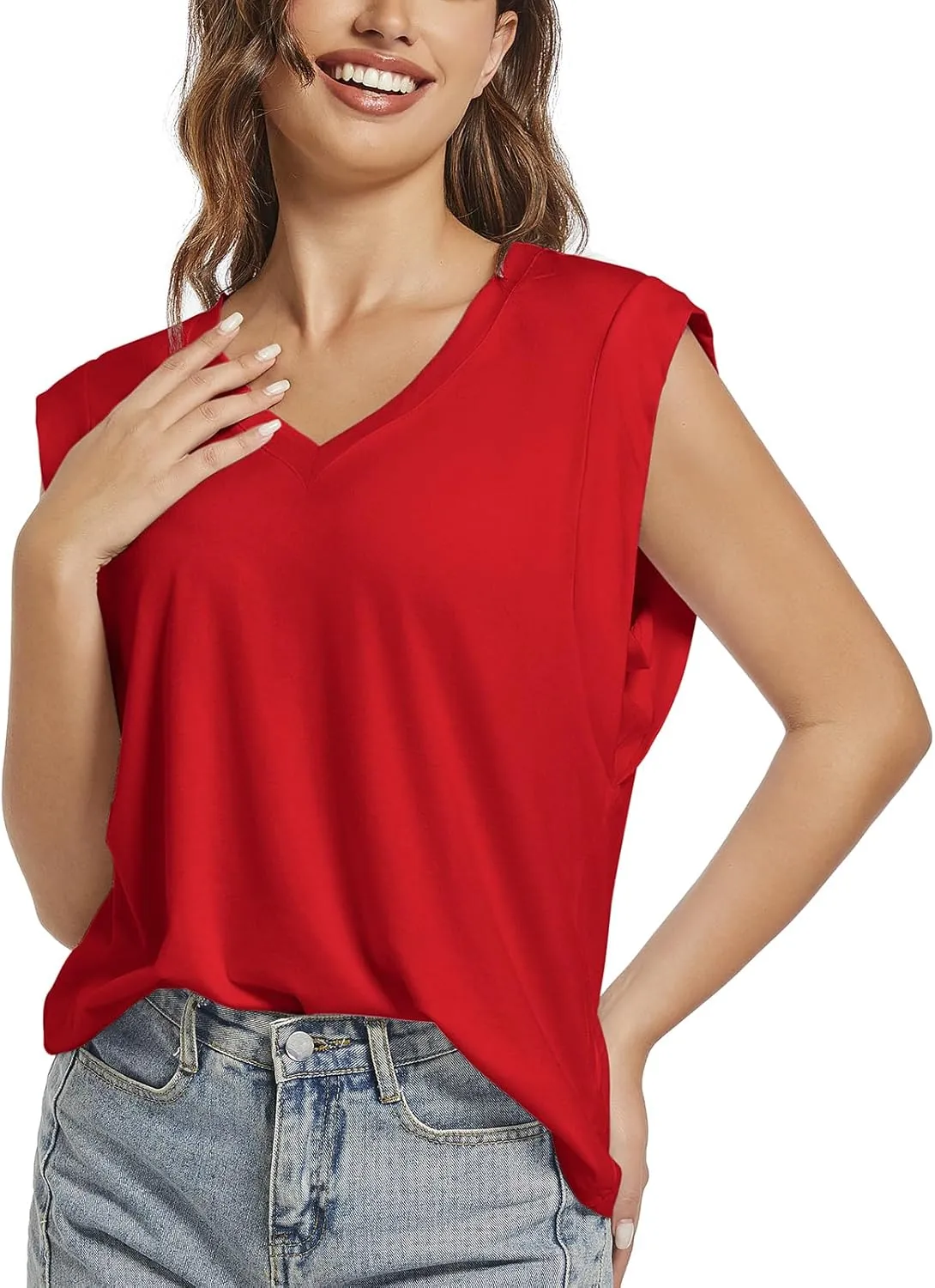 Womens Tank Tops Summer Sleeveless Tank Tops for Women 2024, Trendy Tops V Neck Tank Shirts
