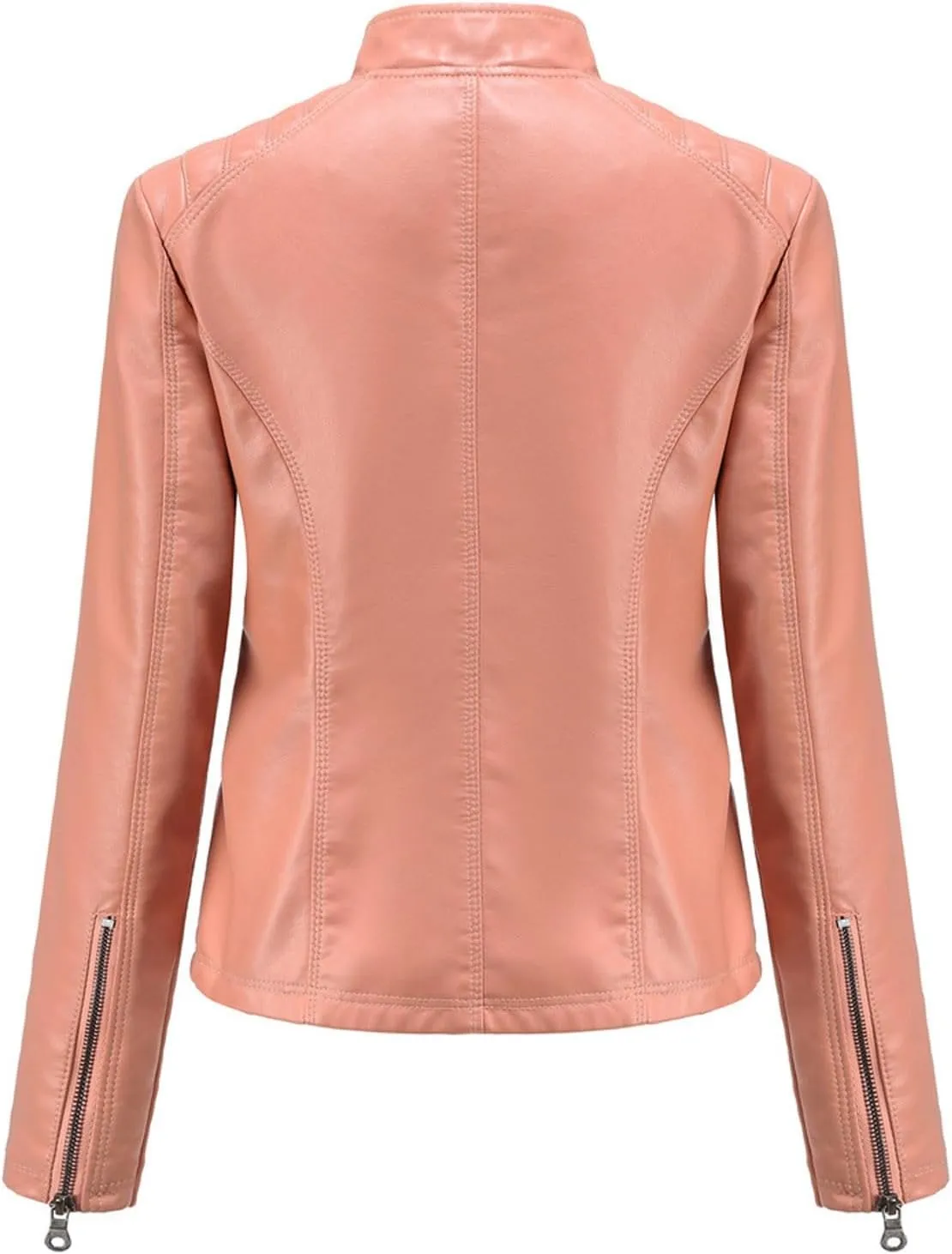 Women's Trendy Faux Leather Jacket Moto Short Jacket Fashion PU Jacket Coat Long Sleeve Zip Up Moto Biker Jackets