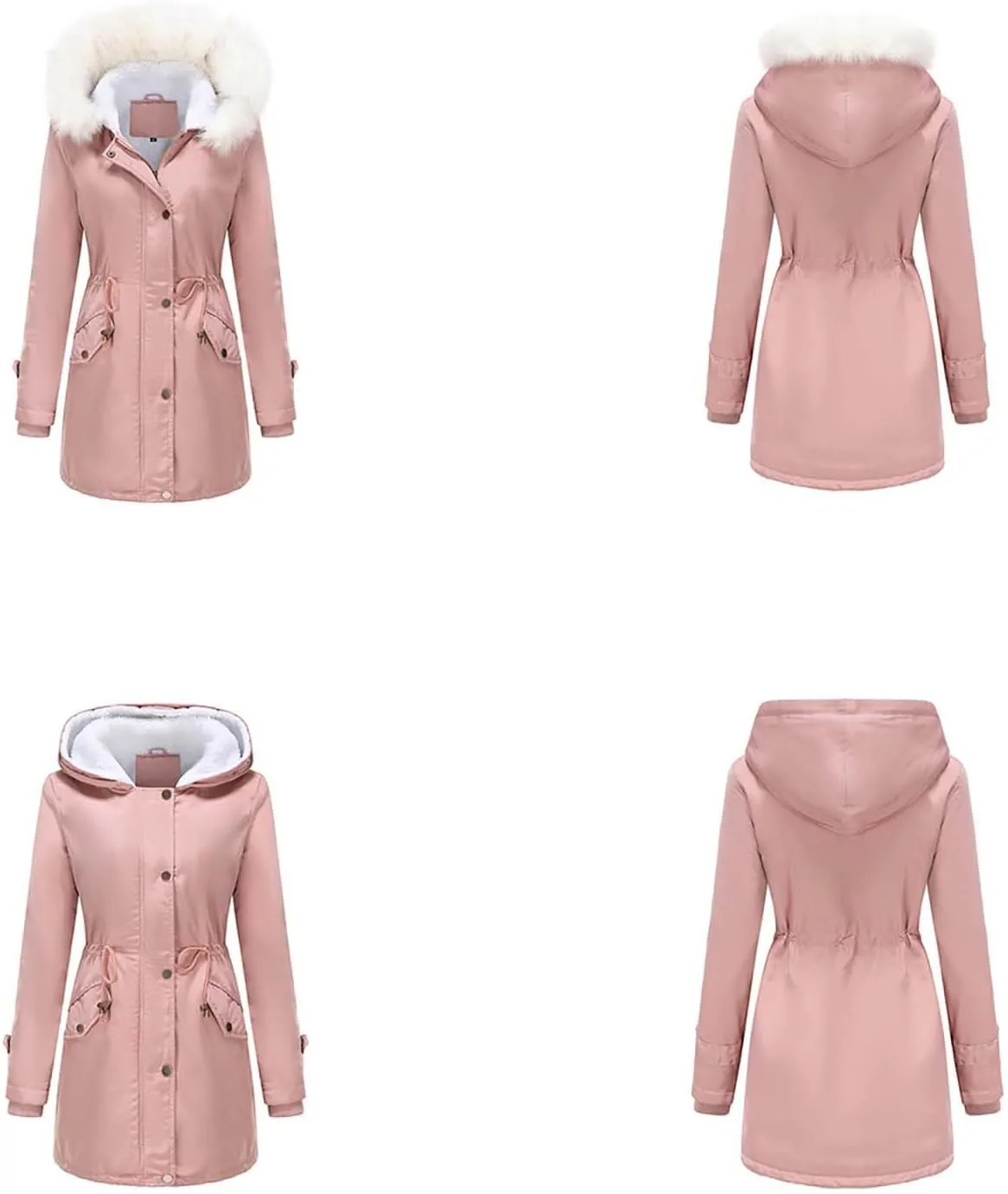 Womens Winter Coats Fleece Wram Lined Parka Thicken Waterproof Trench Long Puffer Jacket Down Coat Faux Fur Hooded