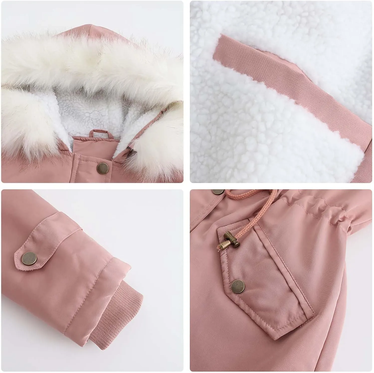 Womens Winter Coats Fleece Wram Lined Parka Thicken Waterproof Trench Long Puffer Jacket Down Coat Faux Fur Hooded