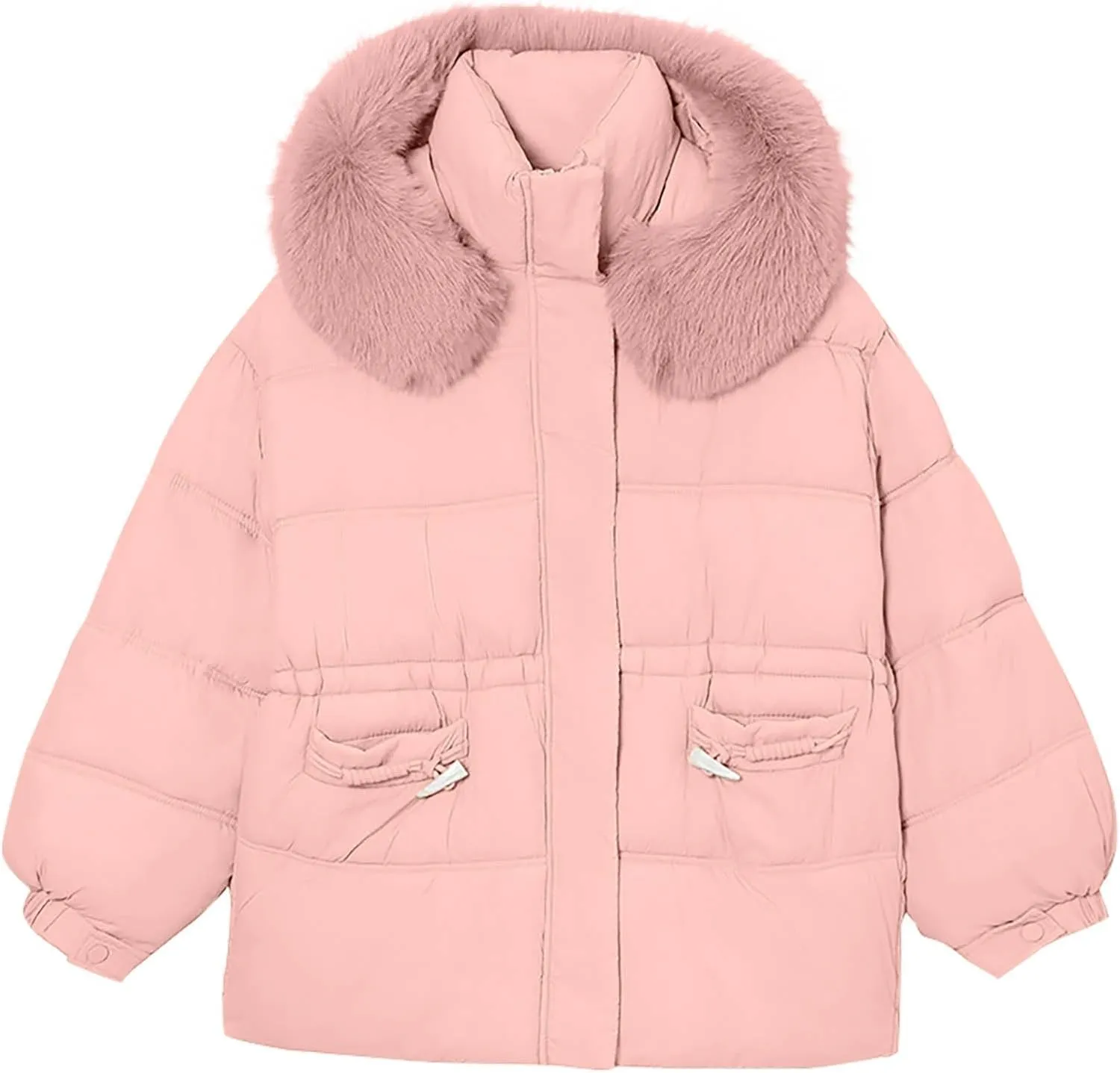 Women's Winter Puffer Coats Warm Windproof Padded Jackets Casual Snow Parka Military Trench Coats With Faux Fur Hood