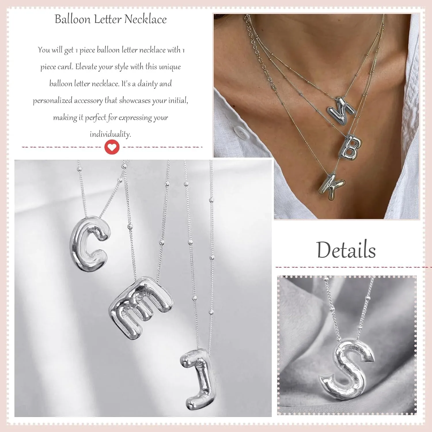 YANCHUN Letter Necklace Gold Silver Initial Necklace for Women Alphabet Pendant Necklaces Initial Charm Necklaces Birthday