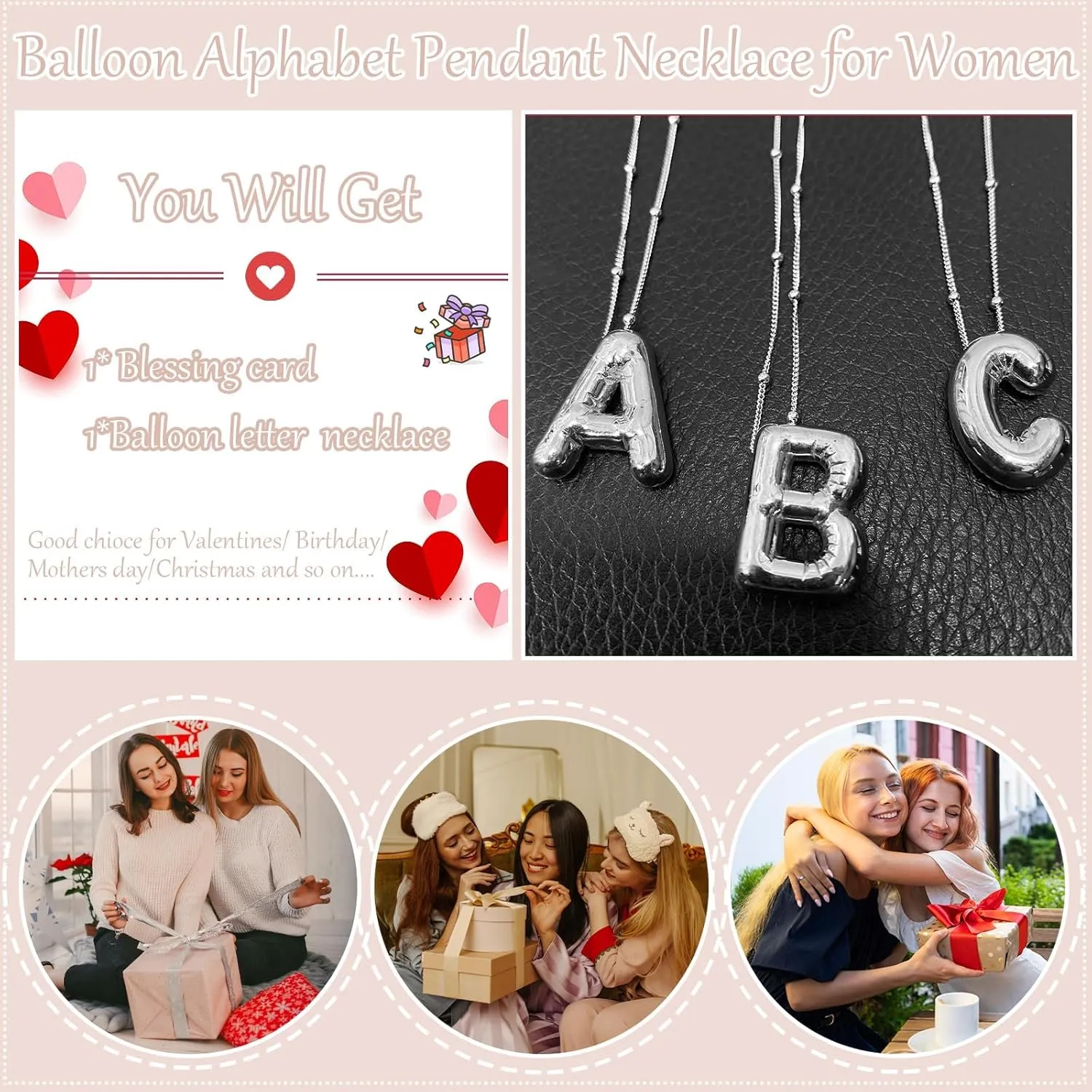 YANCHUN Letter Necklace Gold Silver Initial Necklace for Women Alphabet Pendant Necklaces Initial Charm Necklaces Birthday