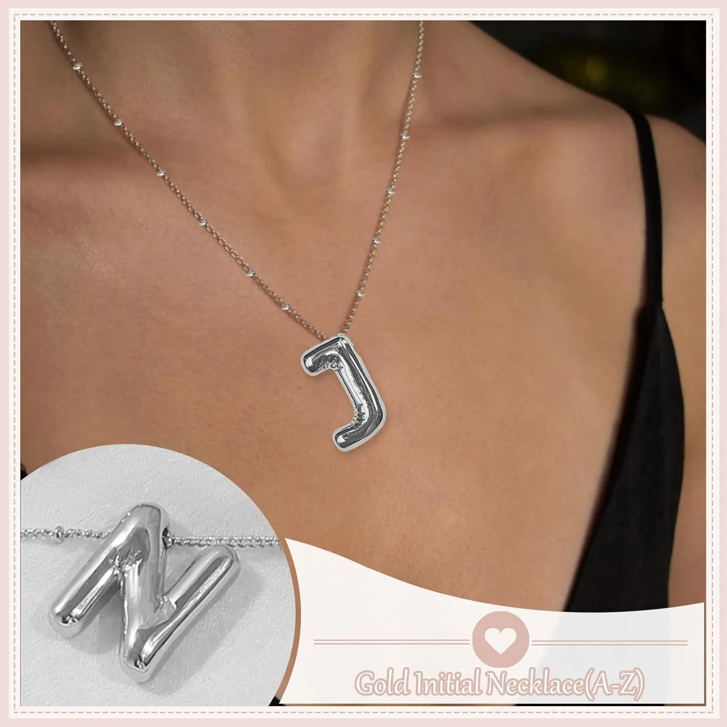 YANCHUN Letter Necklace Gold Silver Initial Necklace for Women Alphabet Pendant Necklaces Initial Charm Necklaces Birthday