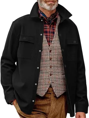 Ymosrh Men's Fashion Jackets Fall Winter Stand Collar Single Breasted Pea Coat Casual Mid Long Slim Fit Overcoat, M-3XL